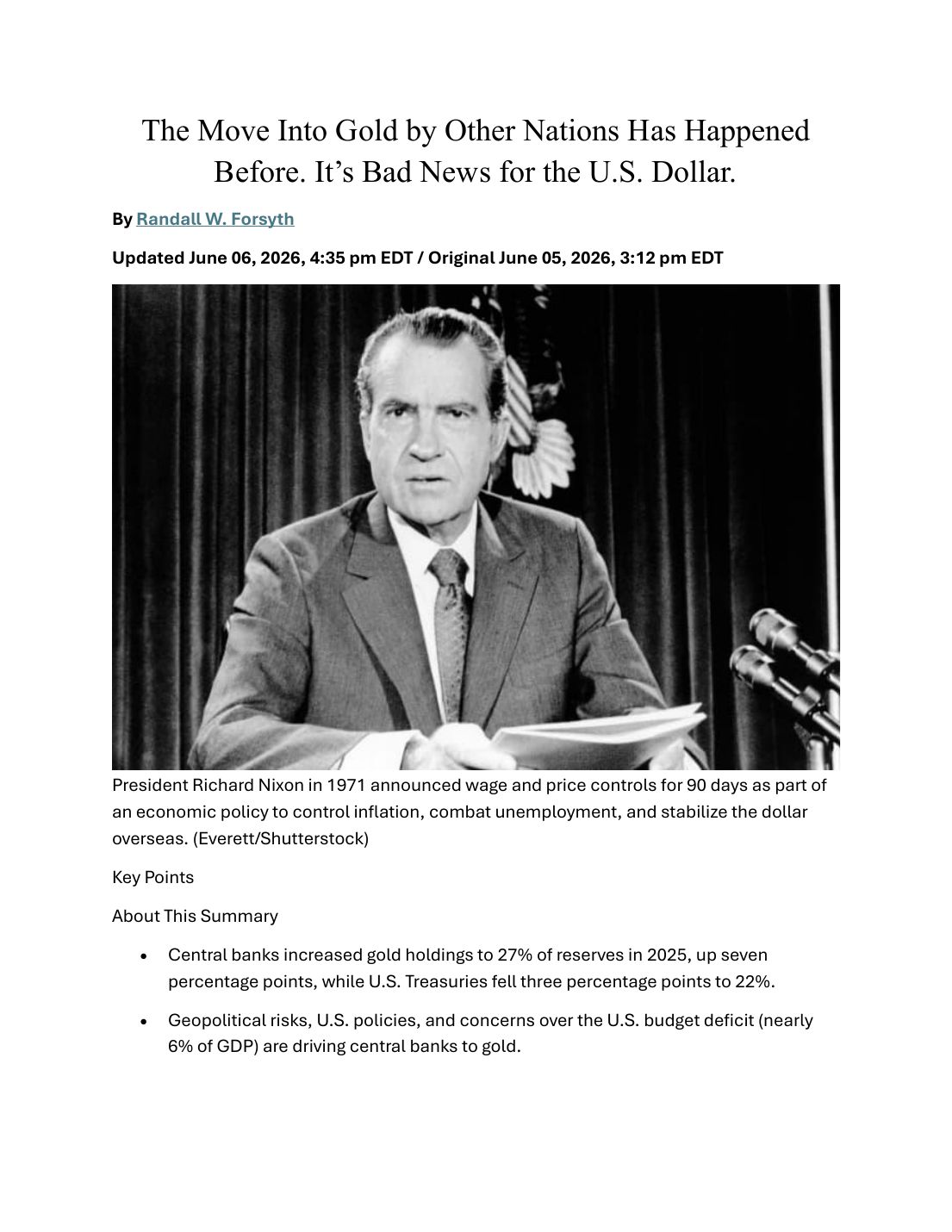 Barron's — Summer of '71 — page 1